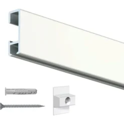 Cimaise Click Rail Blanc Laqué 200 Cm + Clips De Fixation + Vis & Chevilles Murs Creux - Cimaise Tableau Artiteq