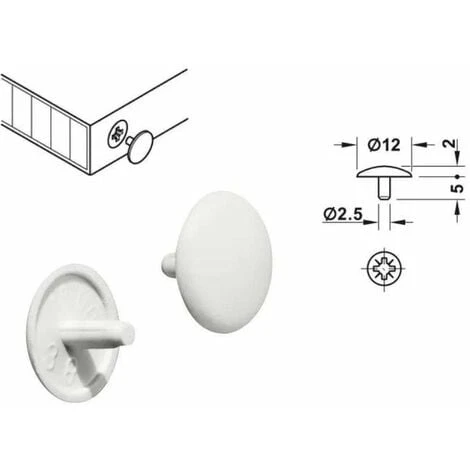 20x Cache Vis Plastique Blanc Cruciforme Pozidrive PZ2 Bouchon Capuchon – Image 2