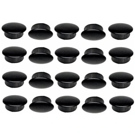 20x Bouchon Plastique Noir 20mm X 23mm Capuchon Protection Cache Vis Trou