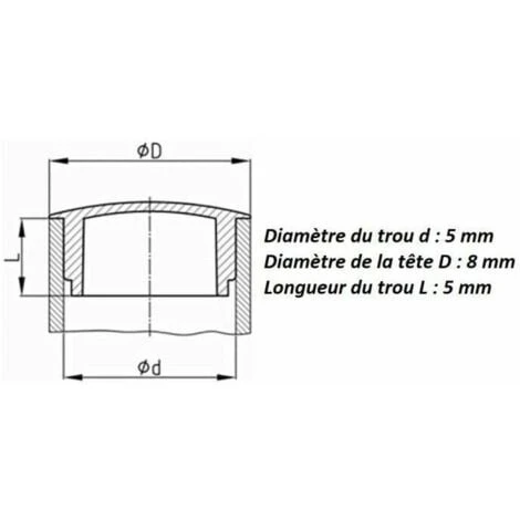20x Bouchon Plastique Noir 20mm X 23mm Capuchon Protection Cache Vis Trou â Image 2