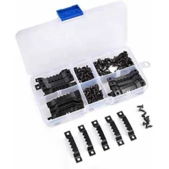 LITZEE Lot De 100 Crochets De Fixation Pour Cadre En Bois Avec 200 Vis - Crochets Pour Cadre Photo - Noir Noir