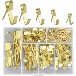 3PCS Accroche Tableau, Crochets Photo Robustes Avec Clous Kit De Suspension D'image Sur Matériel De Suspension En Bois/cloison Sèche Pour Toile, Photos De Bureau, Horloge, Miroir 130 Pcs