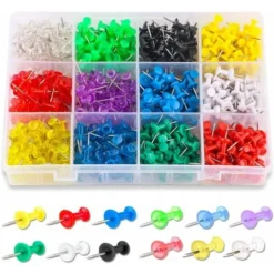 Punaises De Couleur Punaises De Couleur 600 Points Standard Pointe En Acier Et Tête En Plastique De Couleur, 12 Couleurs Assorties