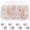100 Count Punaises Murale En Or Rose - Punaises Transparent Plastique Tête, Aiguille En Forme De I Pour Tableau D'affichage, Mark Map, Repère