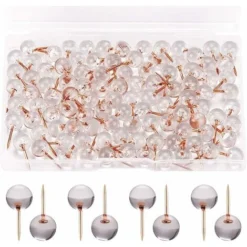 100 Count Punaises Murale En Or Rose - Punaises Transparent Plastique TĂȘte, Aiguille En Forme De I Pour Tableau D'affichage, Mark Map, RepĂšre