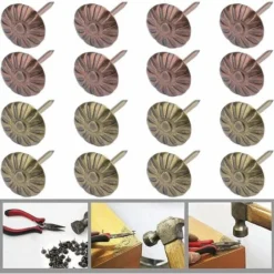 100 Pièces Clous De Tapissier Clous D'ameublement Pour Meubles D'ameublement Vintage Punaises Bronze Antique Tapisserie D'ameublement Clou, Pour Bois Meubles RembourréS Décor，Starlight