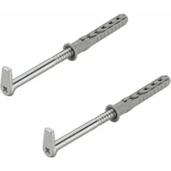 2x Crochet M6 à Visser 5,8mm X 80mm + 2x Chevilles 60mm Ferrure Suspension Armoire Meuble étagère Gond Piton