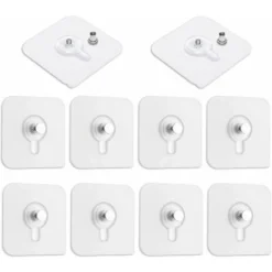 Lot De 10 Accroche Tableau Sans Percer, Transparent Languette Crochets Adhésives Pour Cadres Photo Mural, Miroir Et Affiches——VEBTles