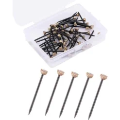 50 Pièces Épingle à Photo Tête En Laiton Robuste Épingle à Crochet à Clou Avec Boîte De Rangement Cintres à Photo Utilisation D'Ongles Pour Photos Encadrées
