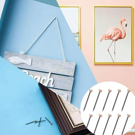 50 Pièces Épingle à Photo Tête En Laiton Robuste Épingle à Crochet à Clou Avec Boîte De Rangement Cintres à Photo Utilisation D'Ongles Pour Photos Encadrées – Image 5