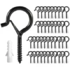 Lot De 20 Crochets Mural Plafond à Visser Avec Sécurité Charge Lourde Q-Hanger Pour Paniers De Plantes, Guirlandes Lumineuses, Lanternes, Carillons à Oiseaux Noir