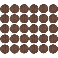 30x Cache Vis Adhésif Autocollant Diamètre 20mm Bouchon Trou Meuble Table Chaise Maison, Bois Marron Chêne Avec Relief Nervures
