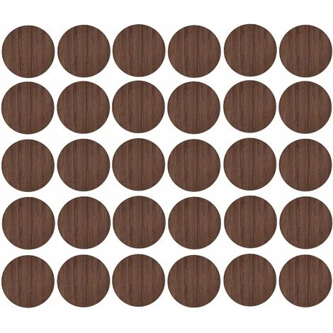 30x Cache Vis Adhésif Autocollant Diamètre 20mm Bouchon Trou Meuble Table Chaise Maison, Bois Marron Chêne Avec Relief Nervures