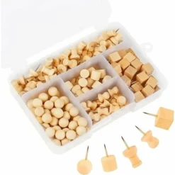 Punaise En Bois 180 Pcs Punaise DĂ©corative En Bois Punaise Goupille En Bois Naturel 5 Formes Poussoirs Bois Murals Punaises Ă TĂȘte En Bois Pour Carte Photo DIY Tableau D'affichage