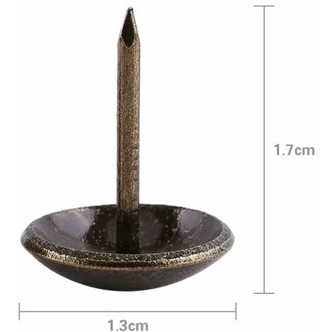 1 Sac De 100pcs Rétro Clous Décoratifs Antiques Couleur Bronze Antique En Fer Pour Décoration Canapé Tapisser Punaise Meuble, – Image 2