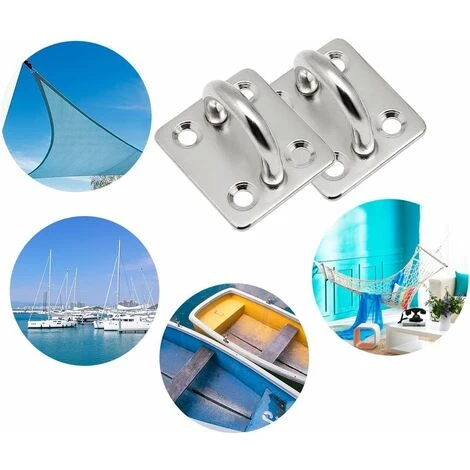 4 Pcs Plaque à Oeillet 6mm Pontet Marine En Acier Inoxydable 304 Plaque à Oeillet Durable Pour Bateau Plafond Mural Balançoire Hamac Marine – Image 3