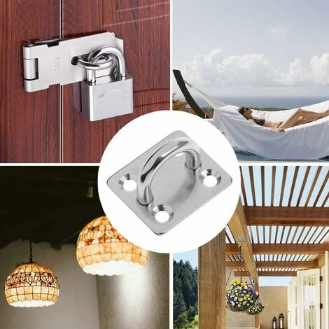 4 Pcs Plaque à Oeillet 6mm Pontet Marine En Acier Inoxydable 304 Plaque à Oeillet Durable Pour Bateau Plafond Mural Balançoire Hamac Marine – Image 5