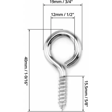 Lot De 60 Piton à Visser , 40 X 19 Mm, Vis à Anneau , Galvanisés , Pour Quincaillerie, Chaînes De Corde à Rideau, Articles D'artisanat. – Image 5