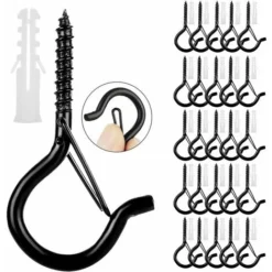 Crochet A Visser Piton à Visser Avec Boucle De Sécurité Et Vis, Crochet à Visser Crochet De Plafond （25pcs）