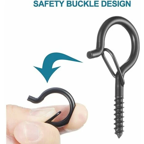 Crochet A Visser Piton à Visser Avec Boucle De Sécurité Et Vis, Crochet à Visser Crochet De Plafond (25pcs) – Image 2