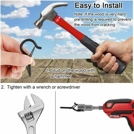 Crochet A Visser Piton à Visser Avec Boucle De Sécurité Et Vis, Crochet à Visser Crochet De Plafond (25pcs) – Image 5