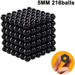 216 Mini Boules Magnétiques En Néodyme 5 Mm - Cubes De Puzzle - Extra Forts Pour Tableaux Magnétiques, Tableaux Blancs, Tableaux D'affichage, Réfrigérateurs - Qualité Premium